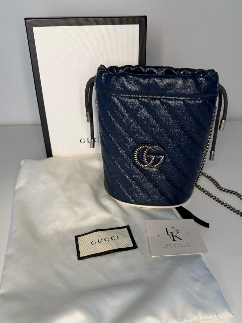 Gucci Mini GG Marmont 2.0 Diagonal Matelassé Torchon Bucket Bag